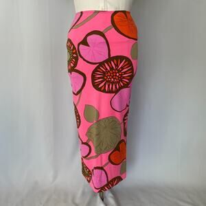 Vintage 70s Maxi Skirt Medium Large Hot Pink Floral Boho Neon Retro Hippie MCM